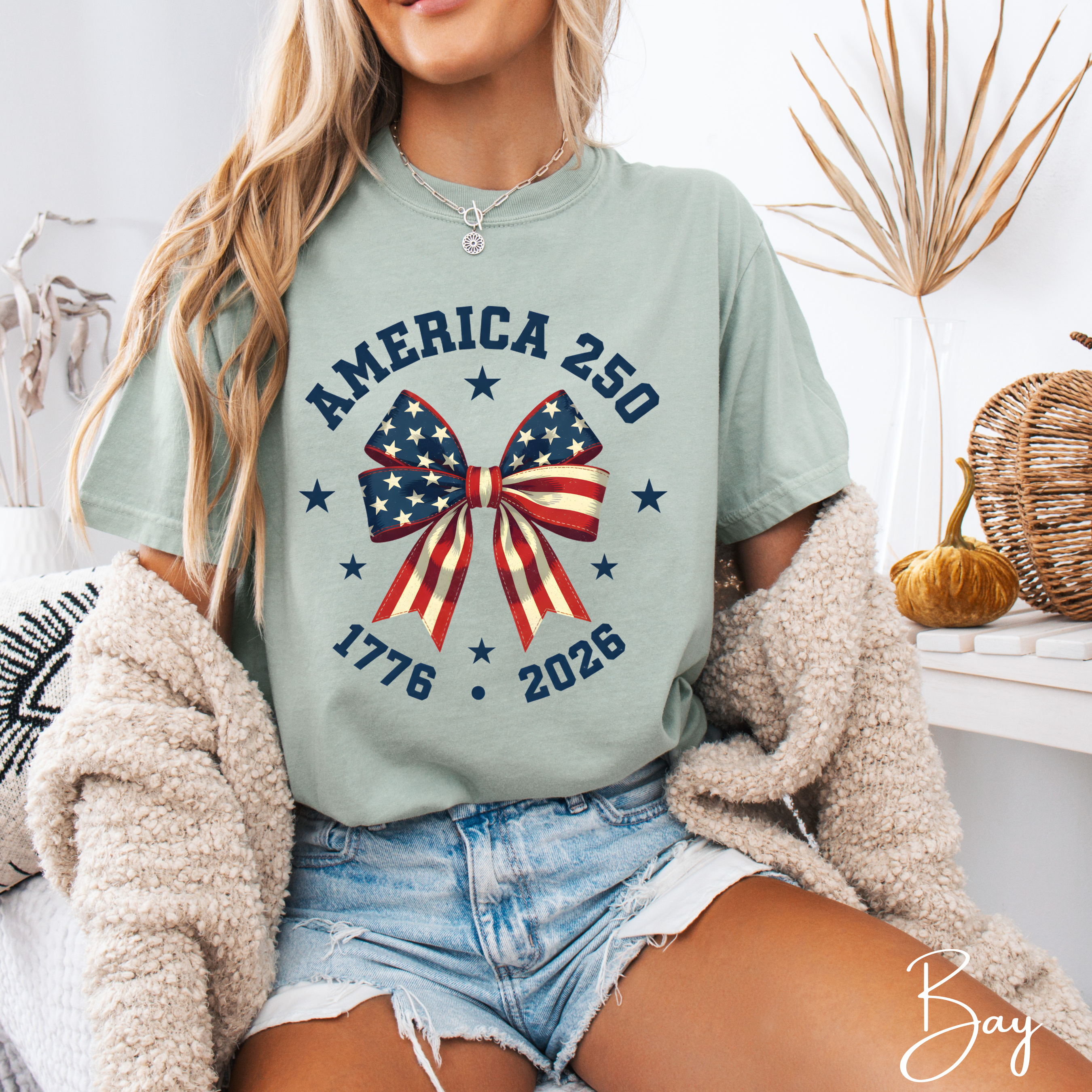🇺🇸 America 250 Coquette Bow Comfort Colors T-Shirt | 1776–2026 Semiquincentennial Patriotic Tee 🎀