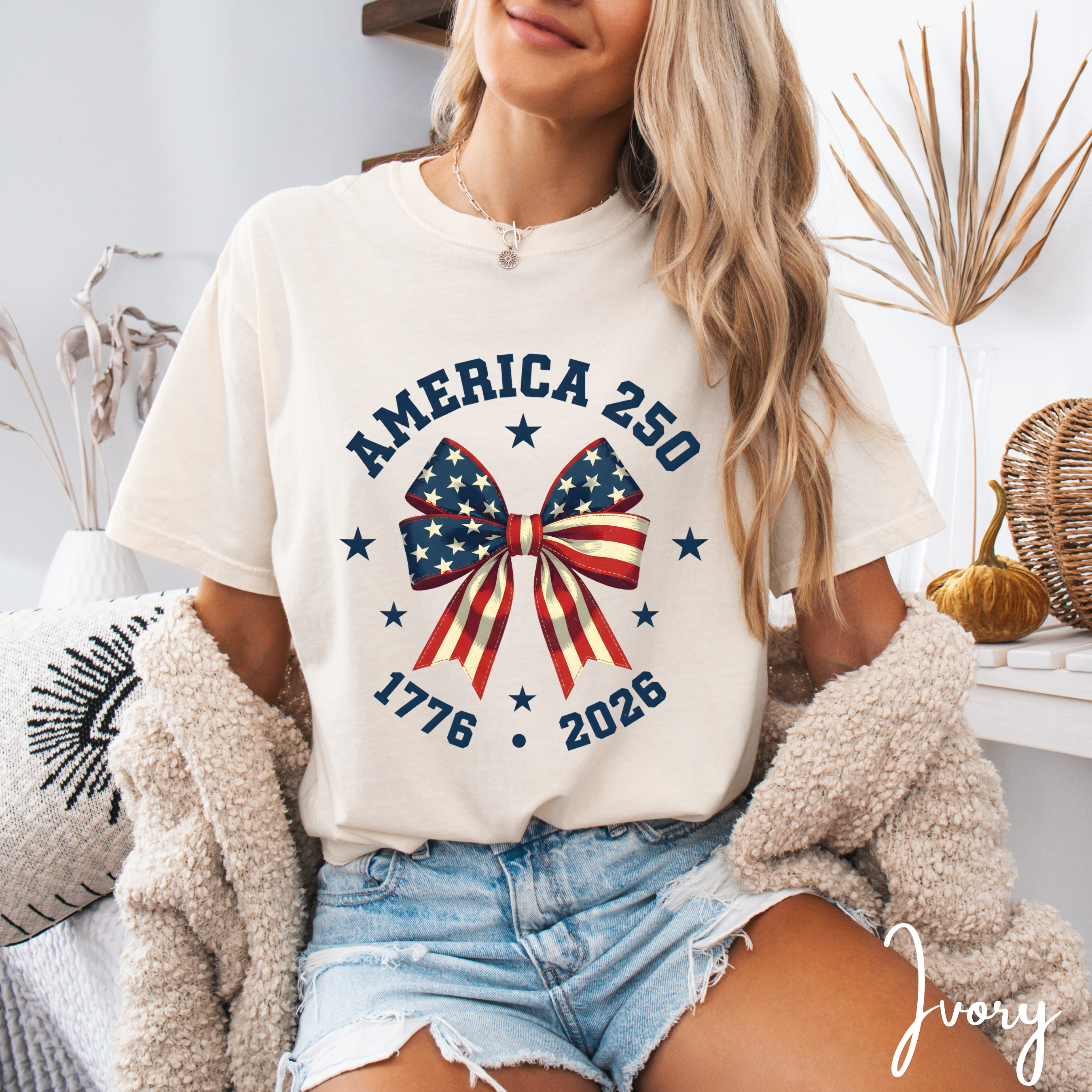 🇺🇸 America 250 Coquette Bow Comfort Colors T-Shirt | 1776–2026 Semiquincentennial Patriotic Tee 🎀