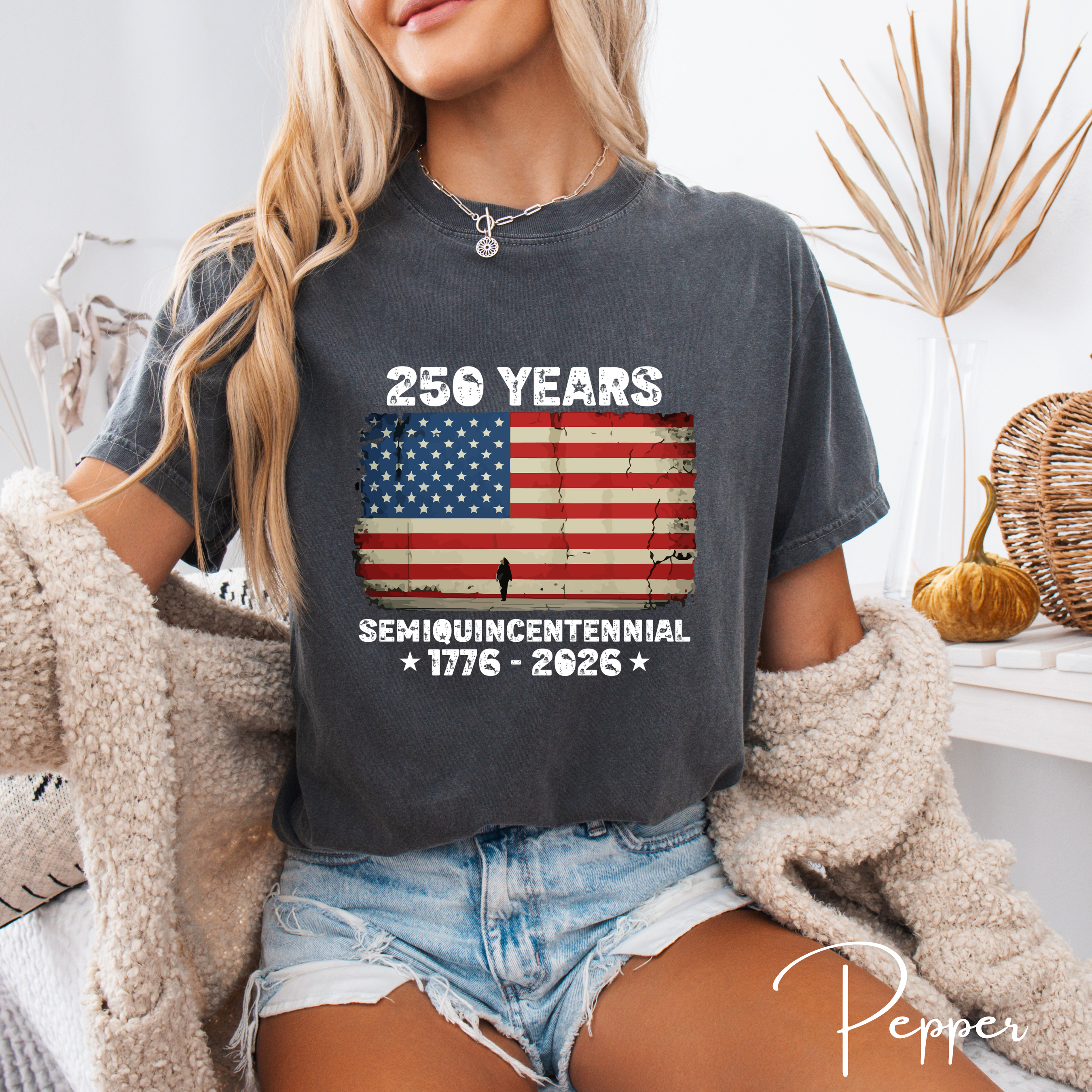 250 Years Semiquincentennial USA T-Shirt | Distressed American Flag 1776–2026 | Comfort Colors 1717 Patriotic Tee