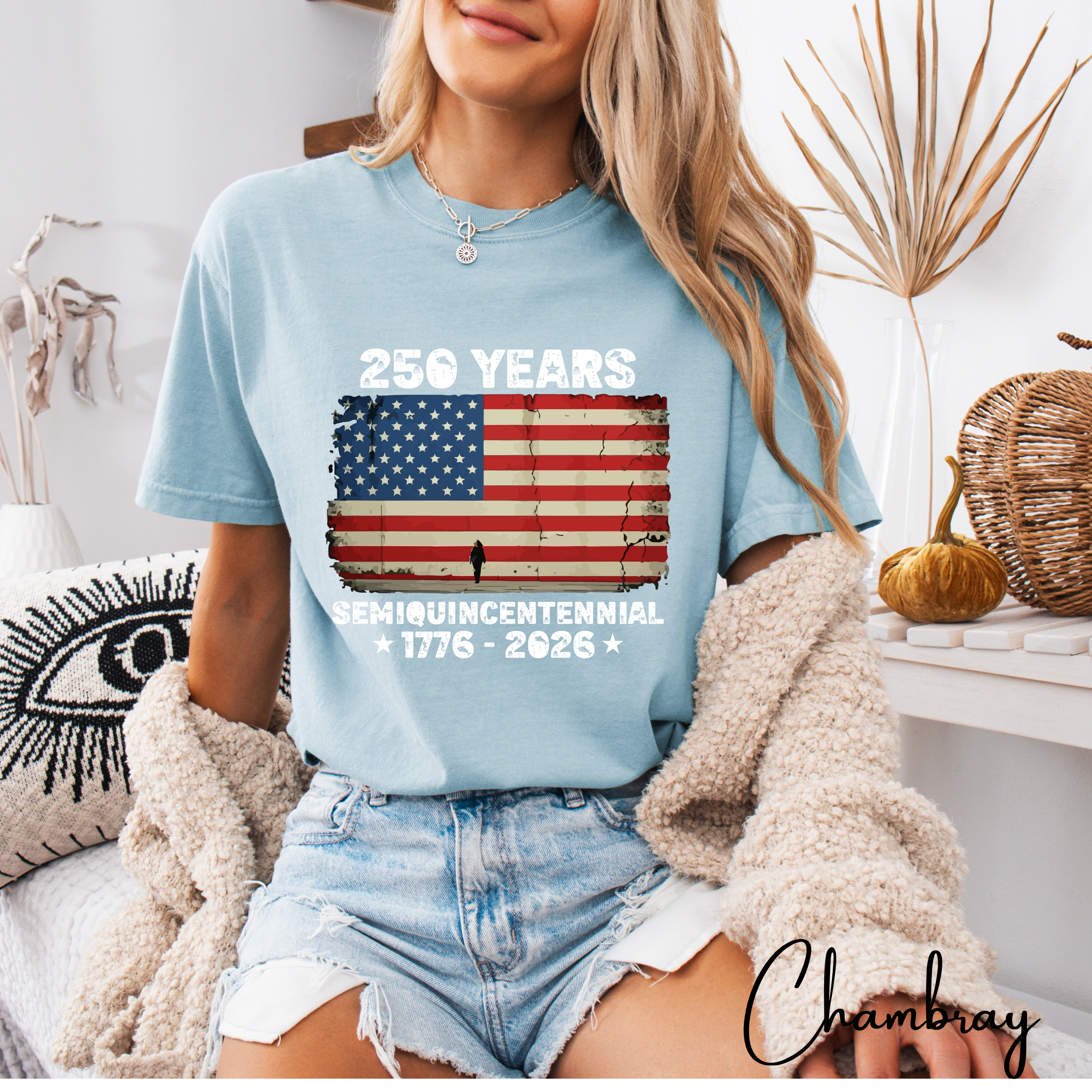 250 Years Semiquincentennial USA T-Shirt | Distressed American Flag 1776–2026 | Comfort Colors 1717 Patriotic Tee