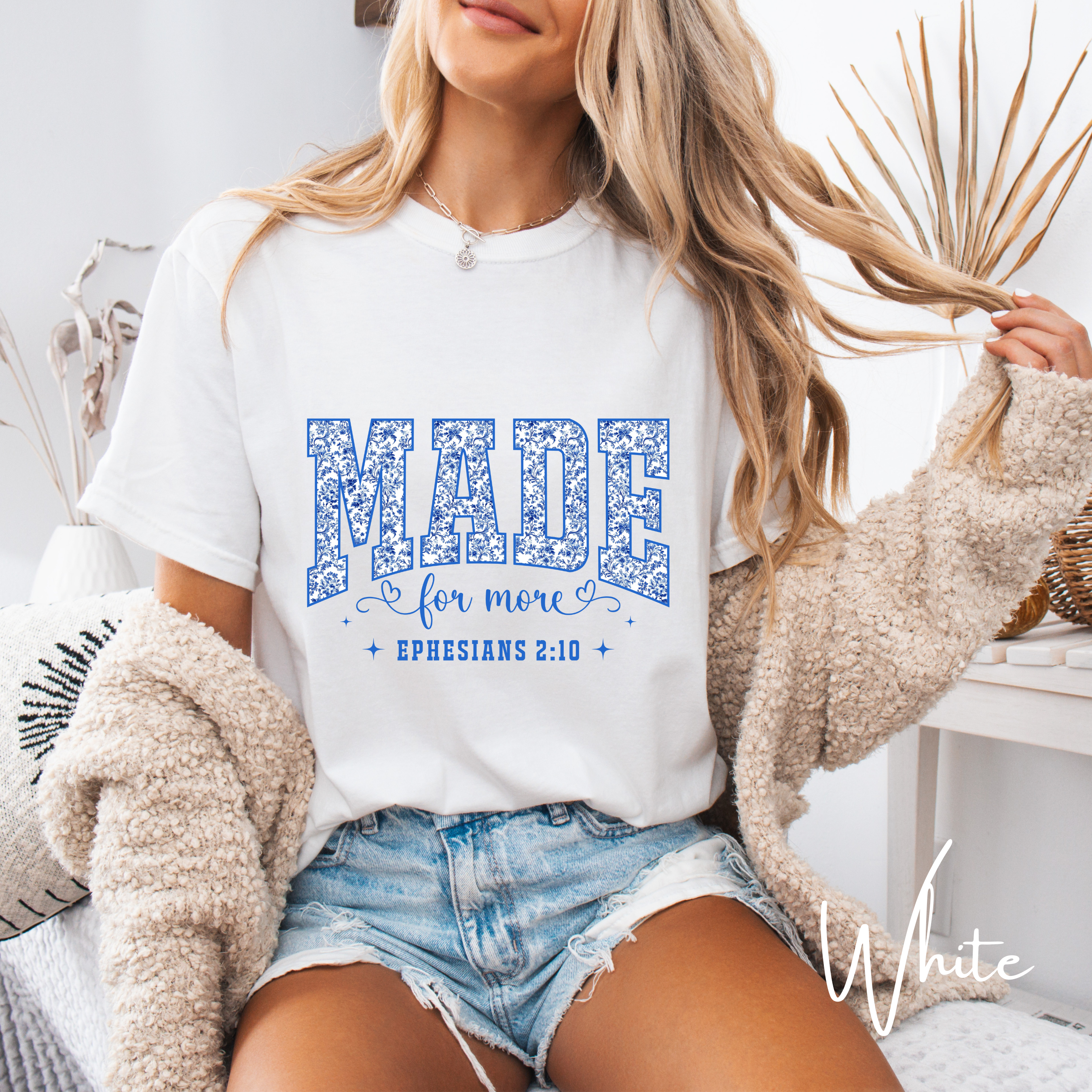 ✨ Comfort Colors 1717 MADE Floral Varsity  Comfort Colors Tee | Made for More – Ephesians 2:10 Christian T-Shirt ✨