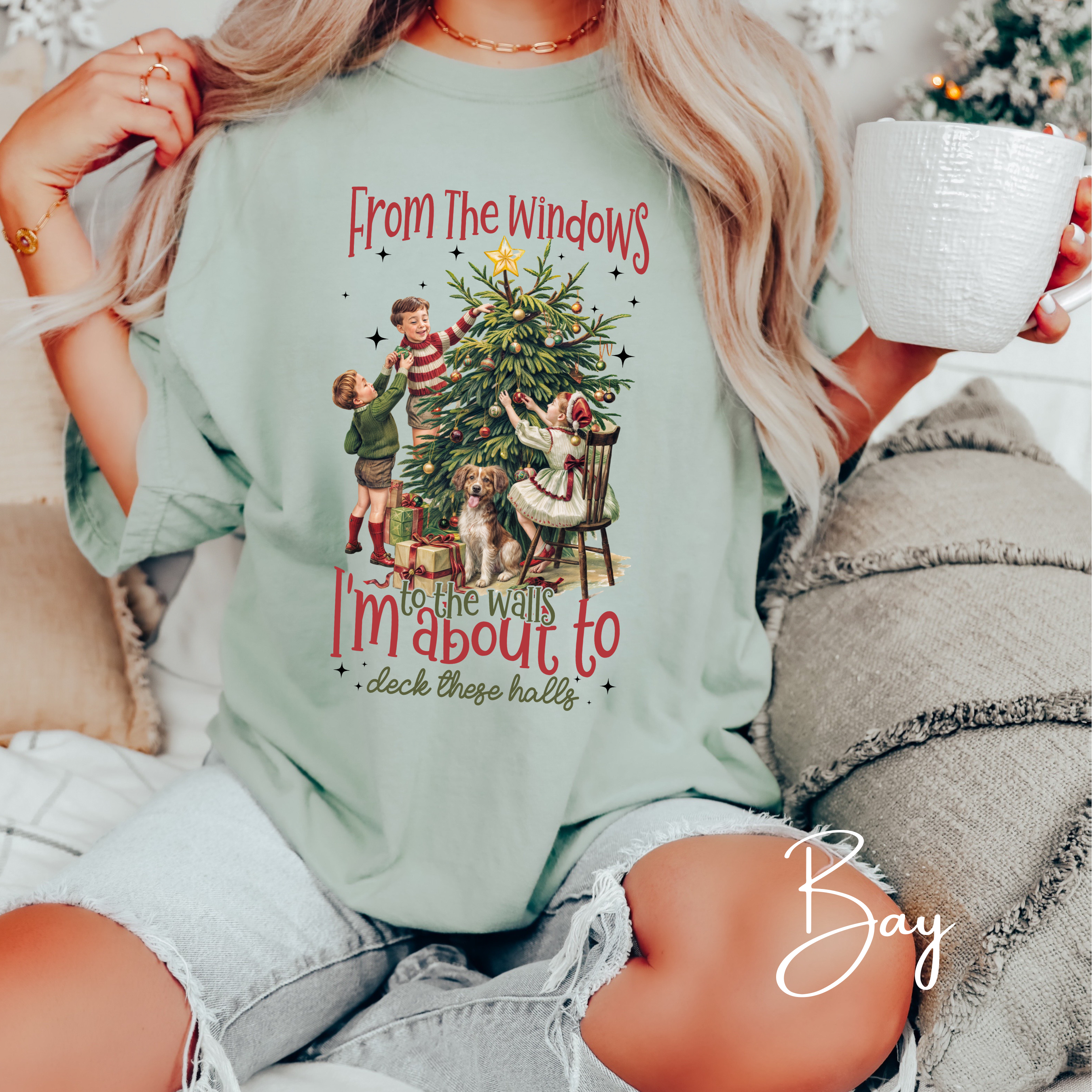 🎄✨ Deck These Halls Comfort Colors T-Shirt – Vintage Kids Decorating Christmas Tree Retro Holiday Tee 🎀❄️