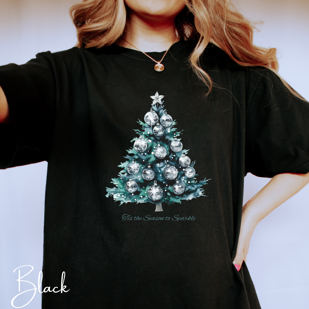 ✨🌲 Tis the Season to Sparkle Christmas Shirt – Disco Ball Christmas Tree Tee • Retro Festive Holiday Sparkle Comfort Colors 1717 Tshirt