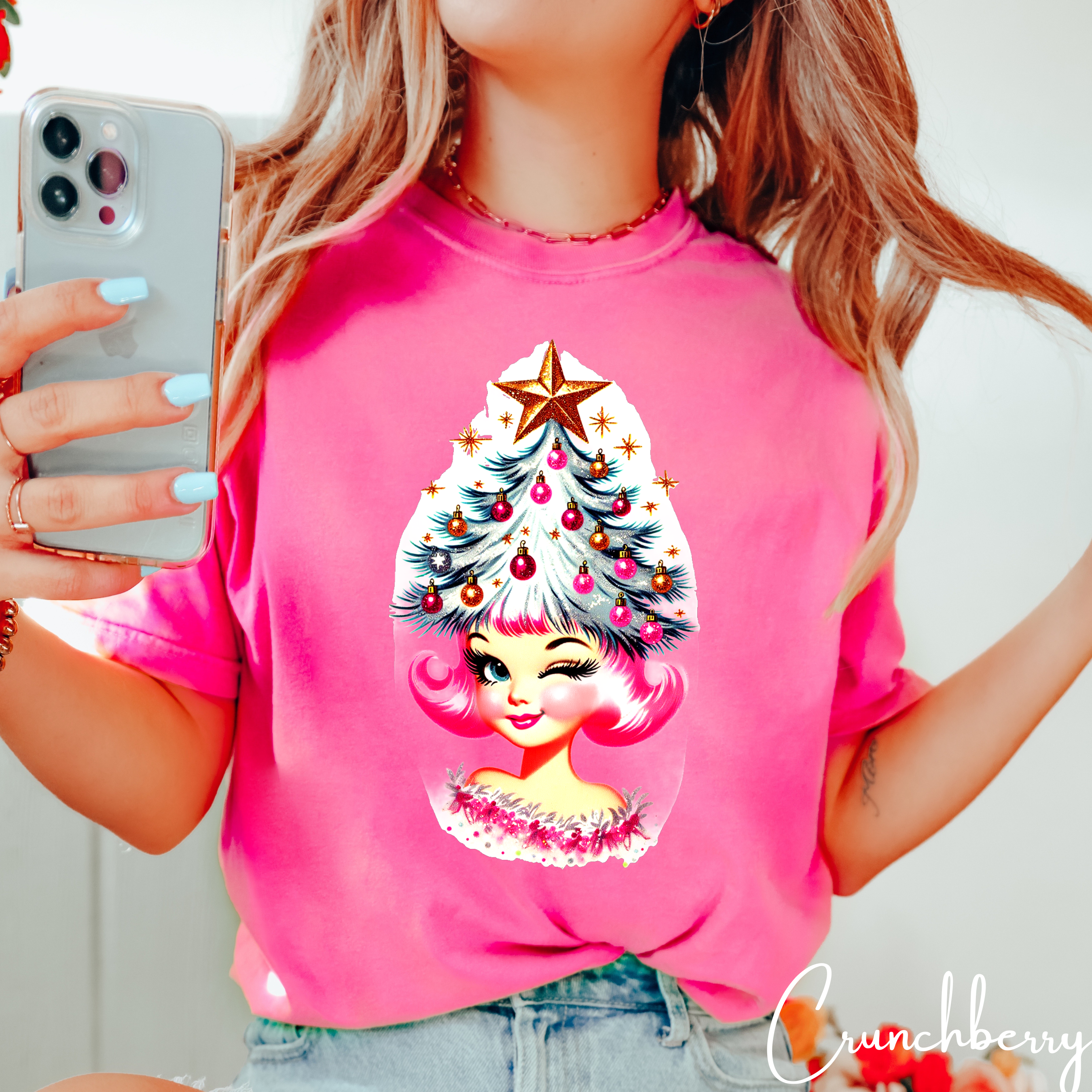 🎄💋 Christmas Tree Cutie Comfort Colors 1717 Tee – Retro Pinup Holiday Shirt • 50s Vintage Christmas Aesthetic Tee