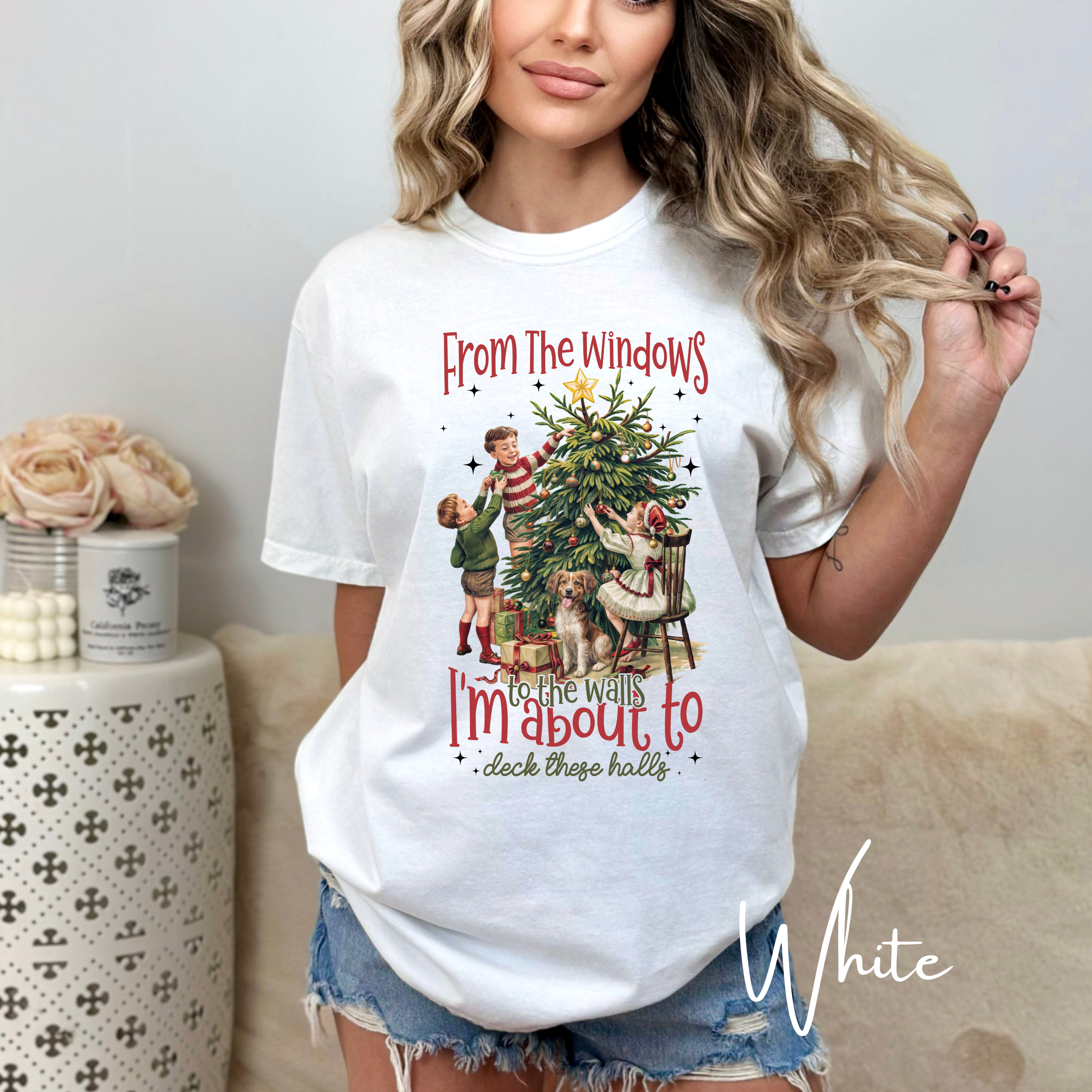 🎄✨ Deck These Halls Comfort Colors T-Shirt – Vintage Kids Decorating Christmas Tree Retro Holiday Tee 🎀❄️