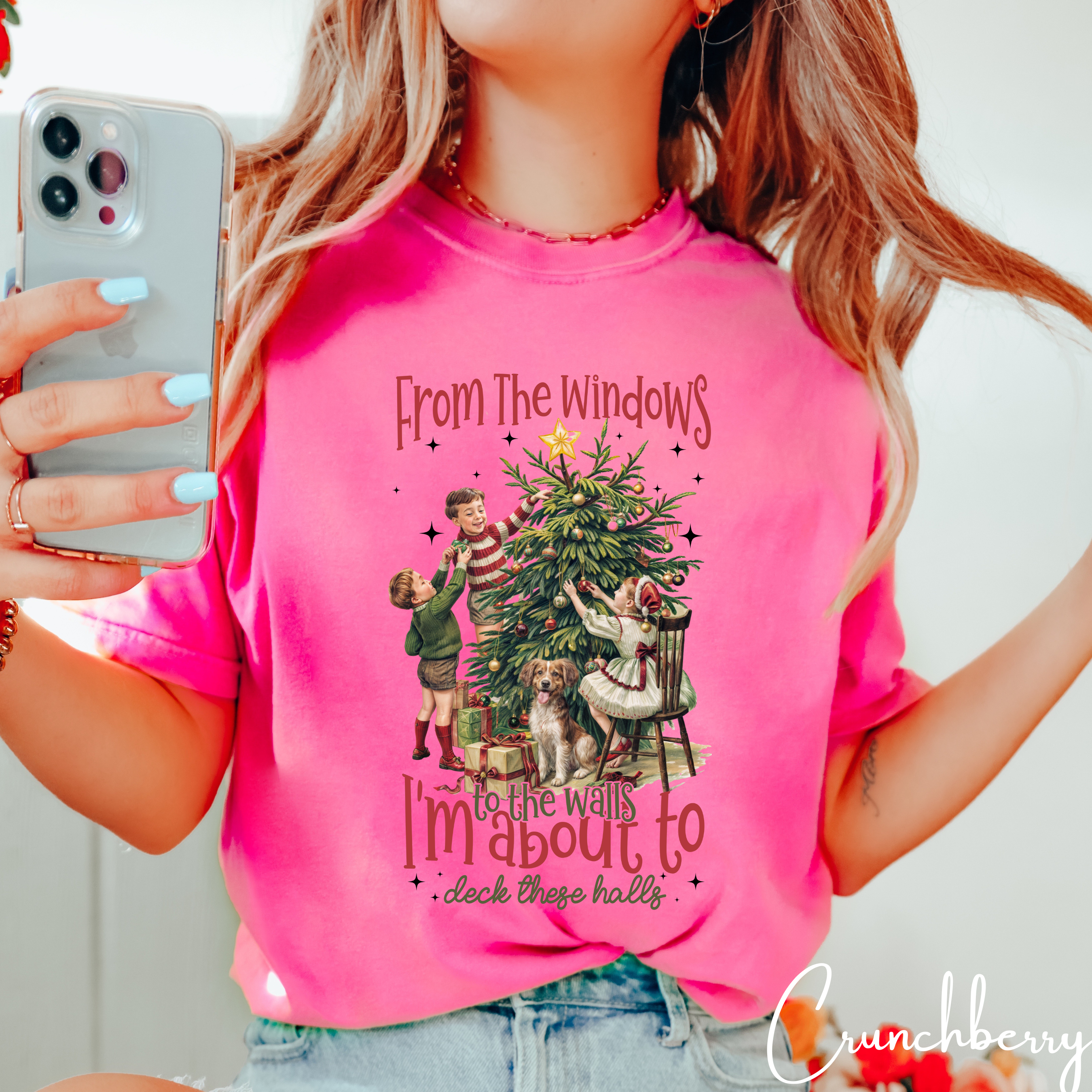 🎄✨ Deck These Halls Comfort Colors T-Shirt – Vintage Kids Decorating Christmas Tree Retro Holiday Tee 🎀❄️