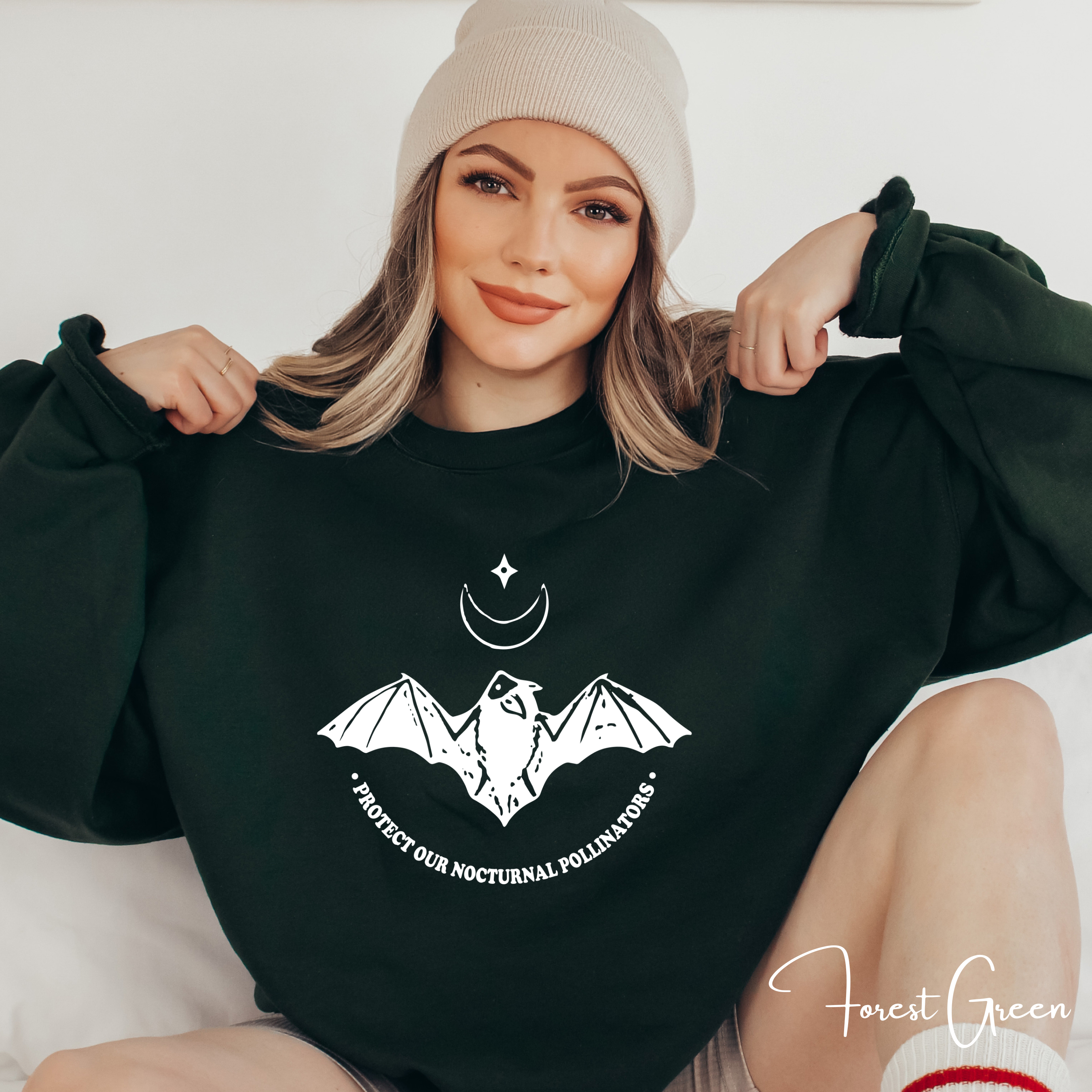 Protect Our Nocturnal Pollinators Sweatshirt 🌙🦇 | Bat &amp; Moon Eco Design | Nature Lover Gildan 18000 Sweatshirt