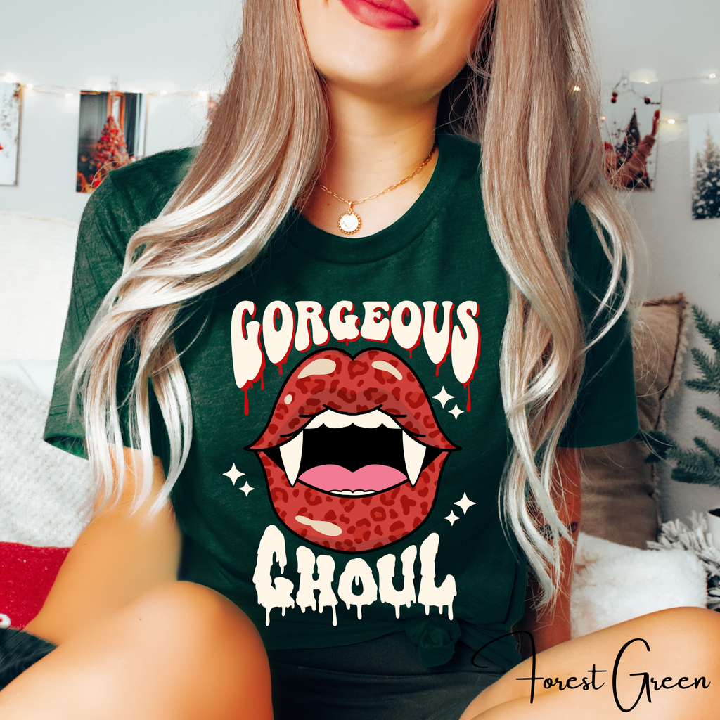 Retro Vampire Lips Tee | Gorgeous Ghoul Horror Graphic Bella Canvas 3001 Tshirt