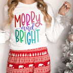 Merry and Bright Christmas Bella Canvas 3501 Long Sleeve Shirt