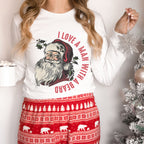 I Love a Man With a Beard Vintage Santa Christmas Bella Canvas 3501 Long Sleeve Shirt
