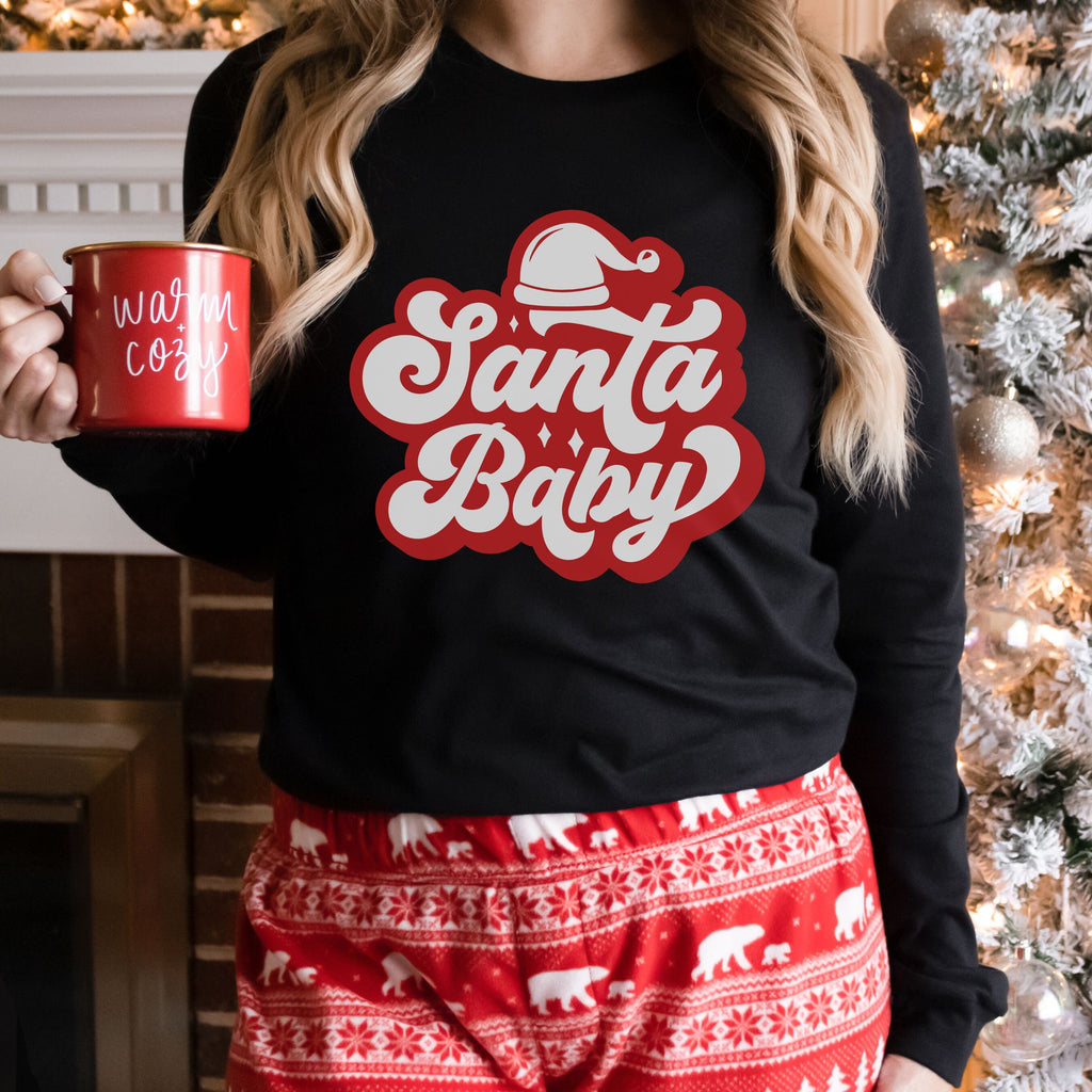 Santa Baby Christmas Bella Canvas 3501 Long Sleeve Shirt