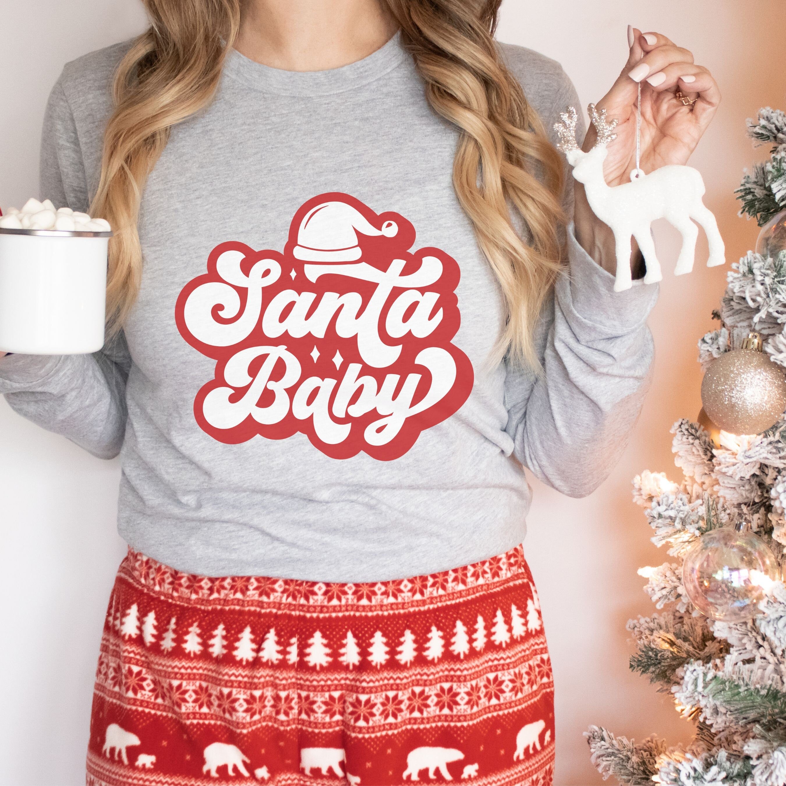 Santa Baby Christmas Bella Canvas 3501 Long Sleeve Shirt