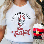 Sweet But a Little Bit Twisted Candy Cane Bella Canvas 3001 Tshirt