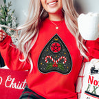 🔮🍬 Witchy Woman Christmas Sweatshirt – Candy Cane Ouija Planchette • Cute Magical Holiday Crewneck