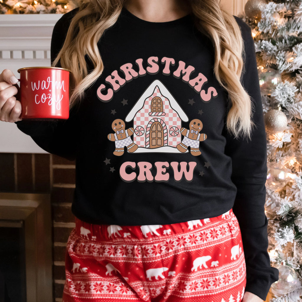 Christmas Crew Gingerbread House Christmas Baking Bella Canvas 3501 Long Sleeve Shirt