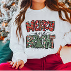 🎄✨ Merry & Bright Graffiti Print Sweatshirt – Bold Street-Style Christmas Crewneck • Modern Holiday Aesthetic