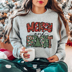 🎄✨ Merry & Bright Graffiti Print Sweatshirt – Bold Street-Style Christmas Crewneck • Modern Holiday Aesthetic