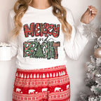 Merry and Bright  Christmas Bella Canvas 3501 Long Sleeve Shirt