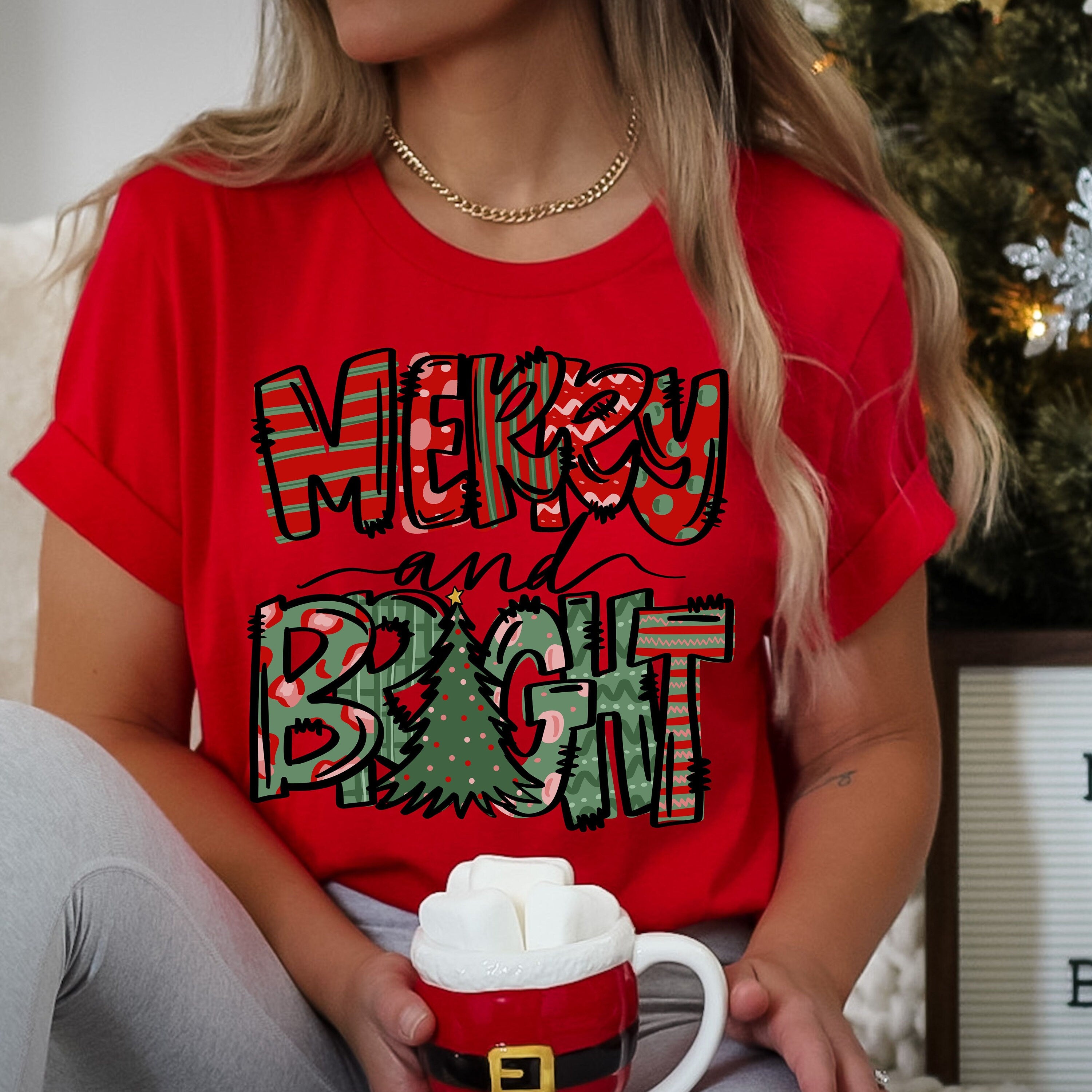 Merry Christmas Graffiti Bella Canvas 3001 Tshirt