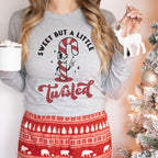 Sweet But a Little Bit Twisted Candy Cane Christmas Bella Canvas 3501 Long Sleeve Shirt