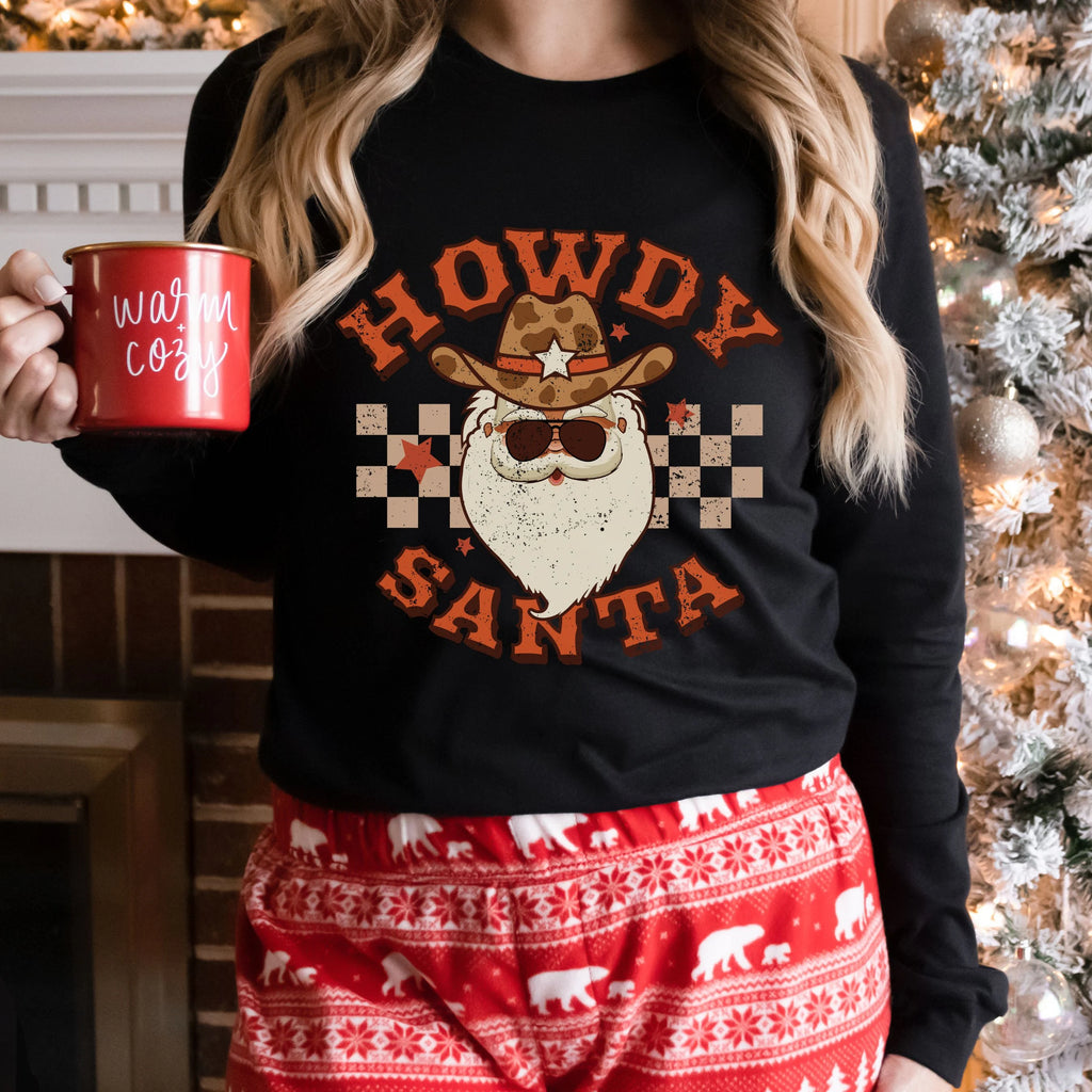 Howdy Santa Christmas Bella Canvas 3501 Long Sleeve Shirt
