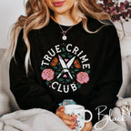 True Crime Club Sweatshirt | Rose Wreath & Crossed Knives Graphici Gldan 18000 Sweatshirt