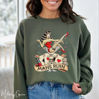 Man’s Ruin Sweatshirt | Retro Pin-Up Girl in Cocktail Glass Tattoo Design Gildan 18000 Sweatshirt