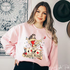 Man’s Ruin Sweatshirt | Retro Pin-Up Girl in Cocktail Glass Tattoo Design Gildan 18000 Sweatshirt