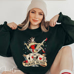 Man’s Ruin Sweatshirt | Retro Pin-Up Girl in Cocktail Glass Tattoo Design Gildan 18000 Sweatshirt