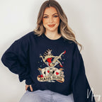 Man’s Ruin Sweatshirt | Retro Pin-Up Girl in Cocktail Glass Tattoo Design Gildan 18000 Sweatshirt