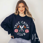 True Crime Club Sweatshirt | Rose Wreath & Crossed Knives Graphici Gldan 18000 Sweatshirt