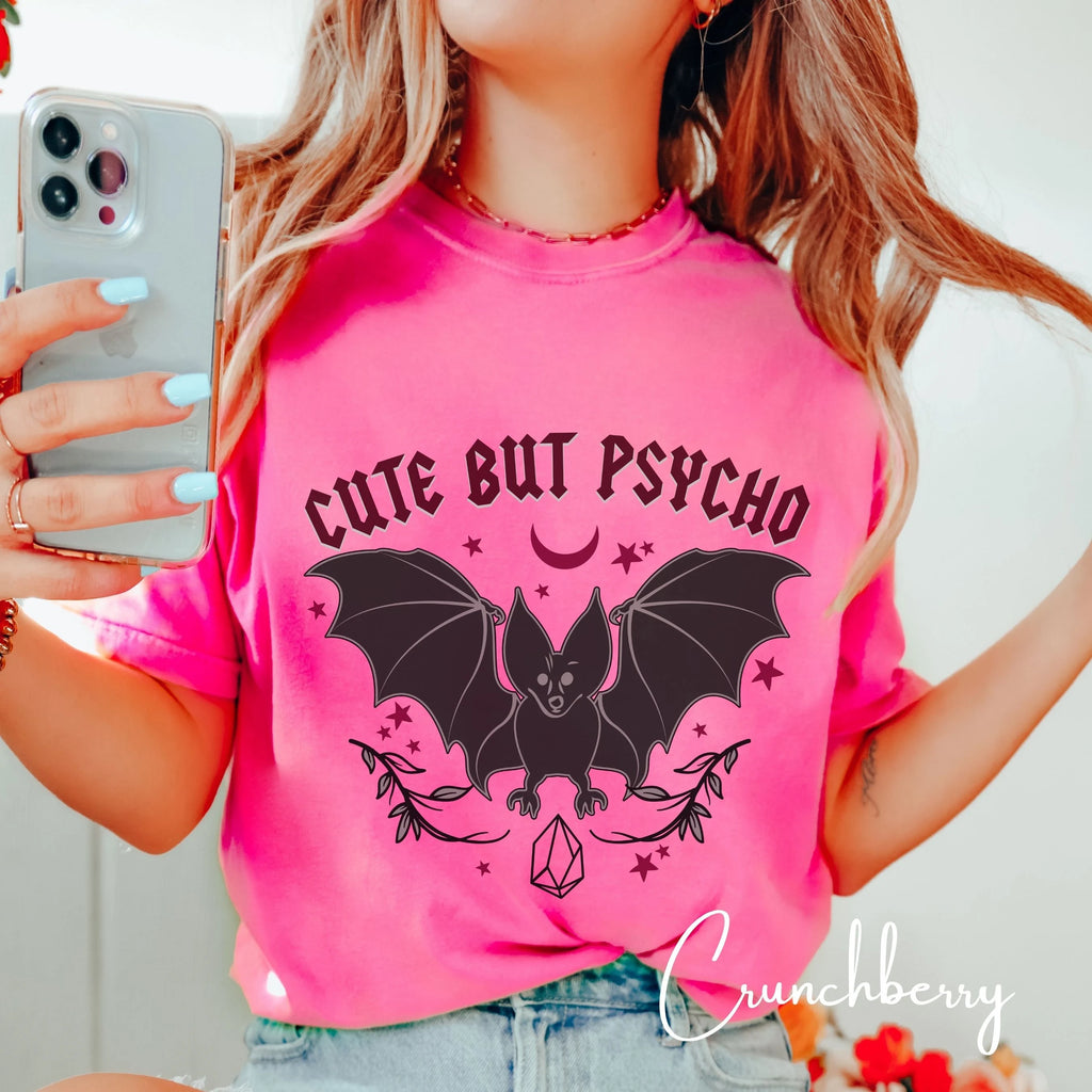Cute But Psycho Bat T-Shirt | Spooky Sweet Aesthetic Comfort Colors 1717 Tshirt