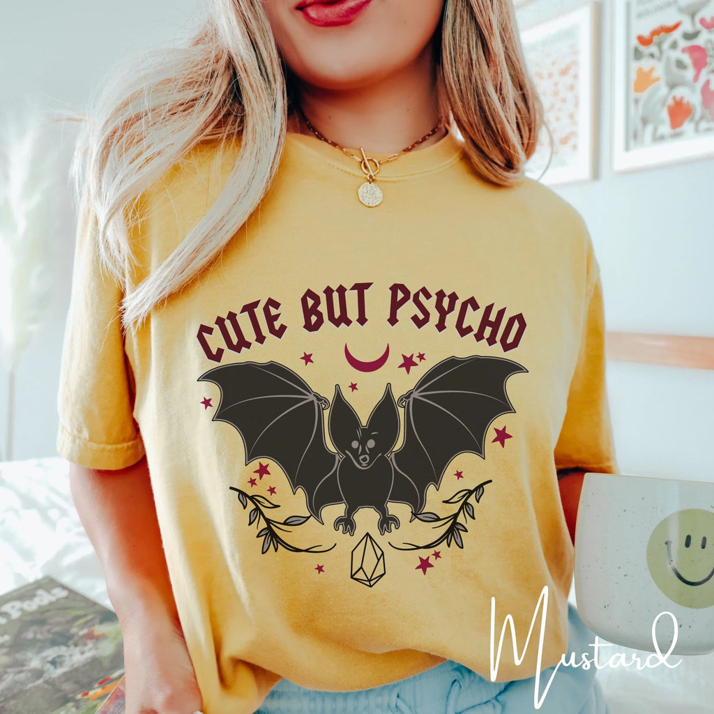 Cute But Psycho Bat T-Shirt | Spooky Sweet Aesthetic Comfort Colors 1717 Tshirt