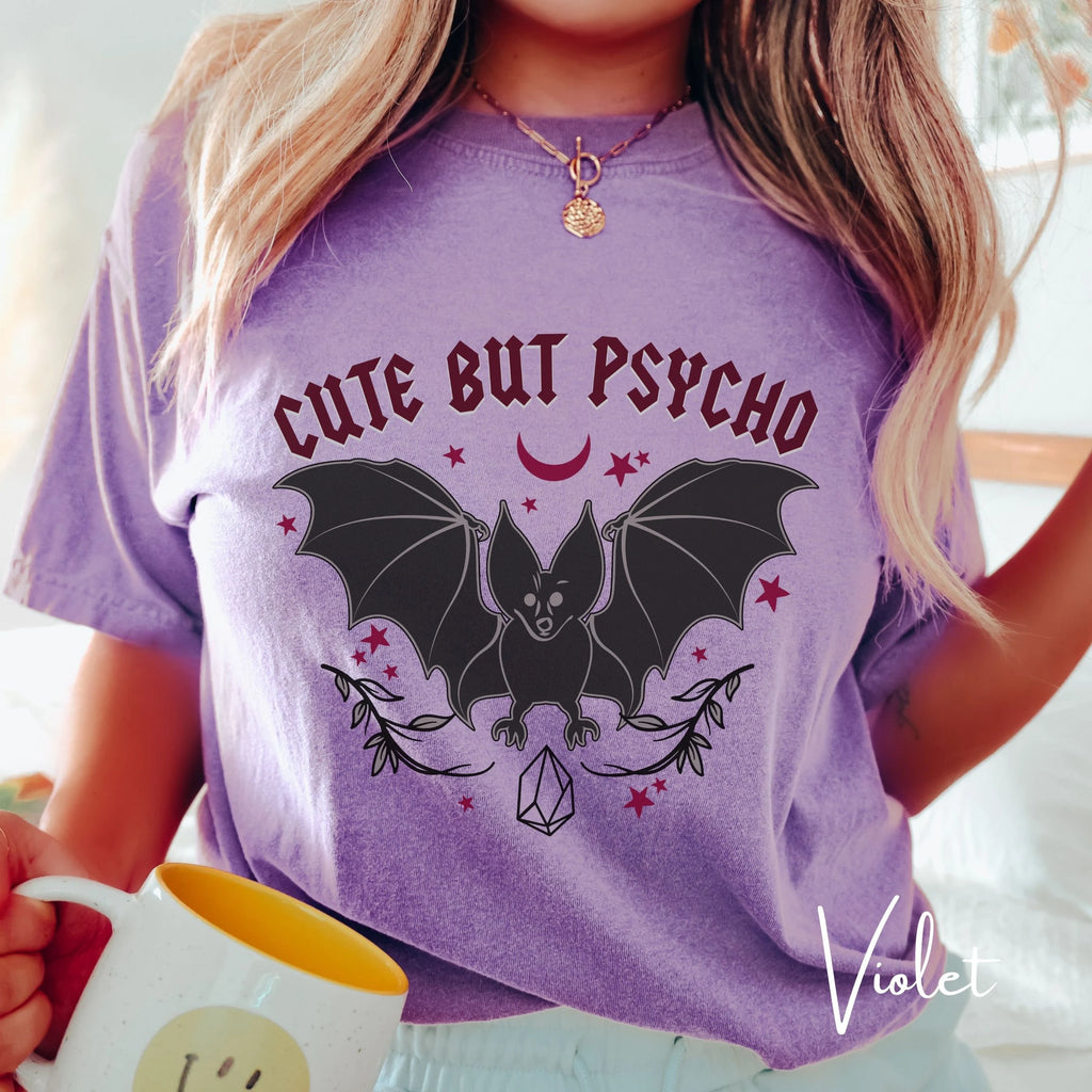 Cute But Psycho Bat T-Shirt | Spooky Sweet Aesthetic Comfort Colors 1717 Tshirt