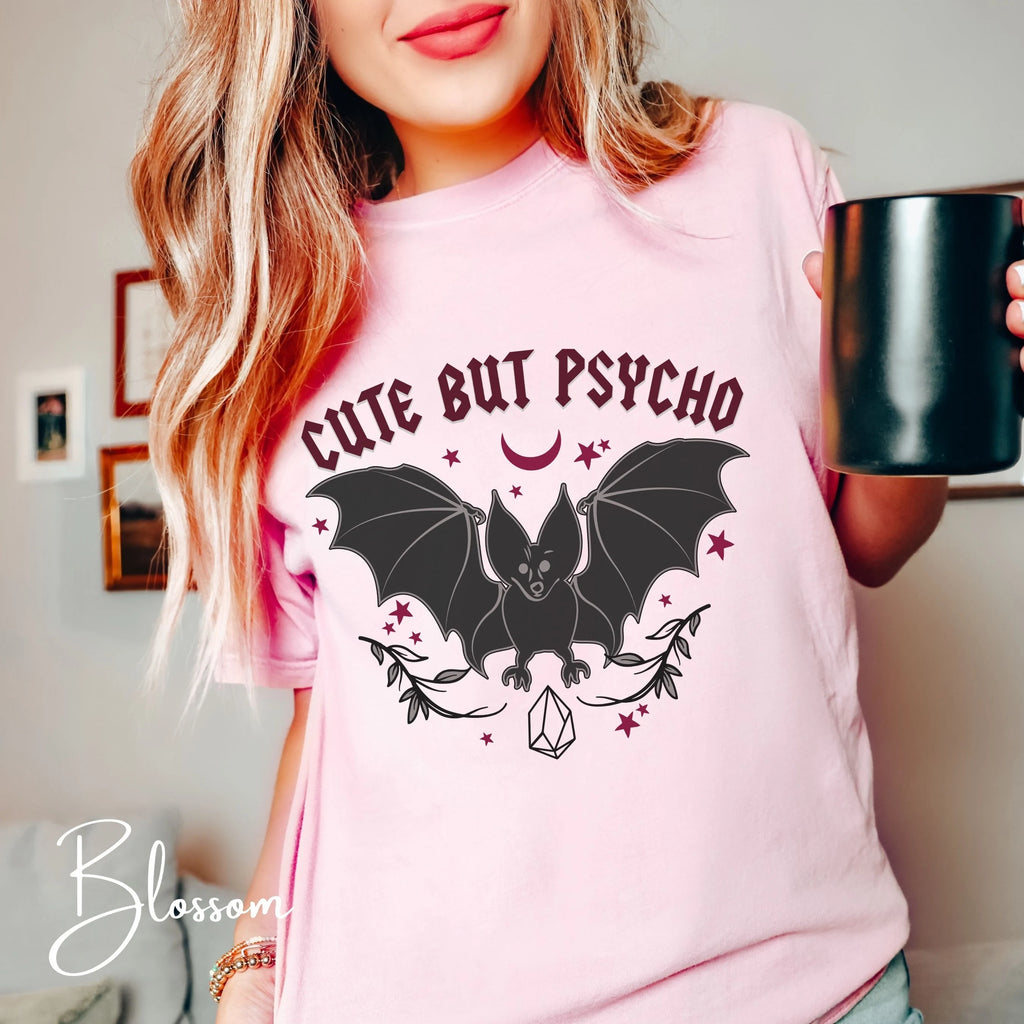 Cute But Psycho Bat T-Shirt | Spooky Sweet Aesthetic Comfort Colors 1717 Tshirt
