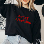 🖤🔮 Simple Merry Witchmas Sweatshirt – Gildan 18000 • Minimal Witchy Christmas Crewneck