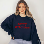 🖤🔮 Simple Merry Witchmas Sweatshirt – Gildan 18000 • Minimal Witchy Christmas Crewneck