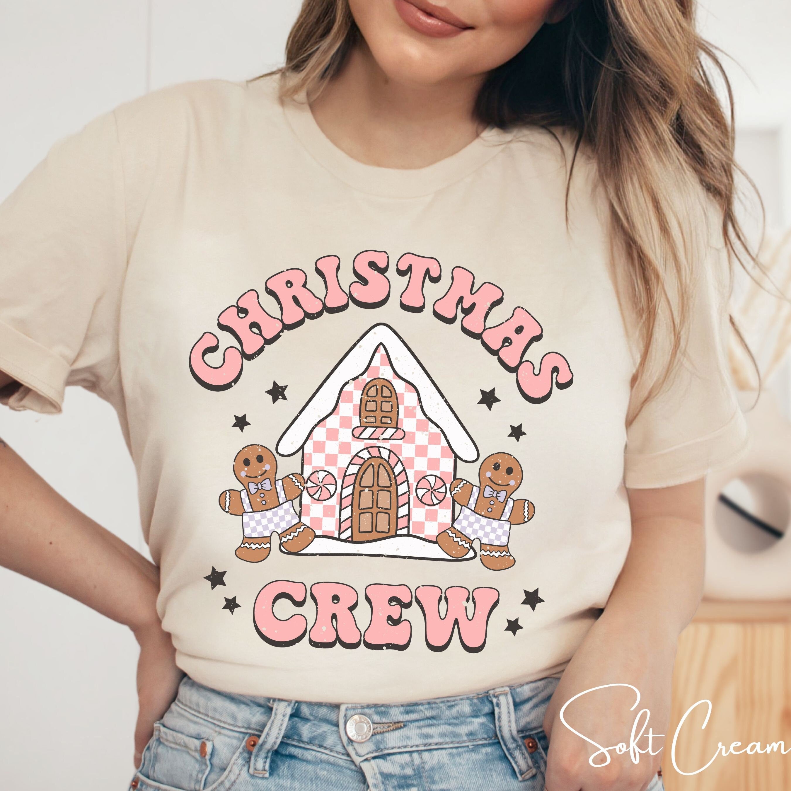 Christmas Crew Baking Gingerbread House Christmas Bella Canvas 3001 Tshirt
