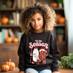 ’Tis the Season Kids Christmas Sweatshirt 🍪 | Retro Gingerbread & Milk Holiday  Gildan 18000B Sweatshirt