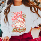 Stay Merry and Bright Santa Christmas Gildan 18000 Sweatshirt