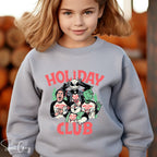 Holiday Club Kids Christmas Sweatshirt 🎅 | Buddy the Elf, Grinch, Jack Skellington & Frosty Gildan 18000B Sweatshirt