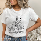 🔮 We Are the Granddaughters of the Witches They Could Not Burn – Women’s Witchy Crystal Graphic Tee ✨ Spiritual Feminist Shirt • Mystic Empowerment Top 🖤🌙
