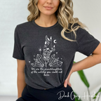 🔮 We Are the Granddaughters of the Witches They Could Not Burn – Women’s Witchy Crystal Graphic Tee ✨ Spiritual Feminist Shirt • Mystic Empowerment Top 🖤🌙