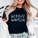 🌙 Witchy Woman – Mystic Wicca-Style Font Graphic Tee ✨ Spellbound Aesthetic Shirt for Free-Spirited Witches Bella Canvas 3001 Tee 🔮🖤
