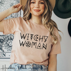 🌙 Witchy Woman – Mystic Wicca-Style Font Graphic Tee ✨ Spellbound Aesthetic Shirt for Free-Spirited Witches Bella Canvas 3001 Tee 🔮🖤