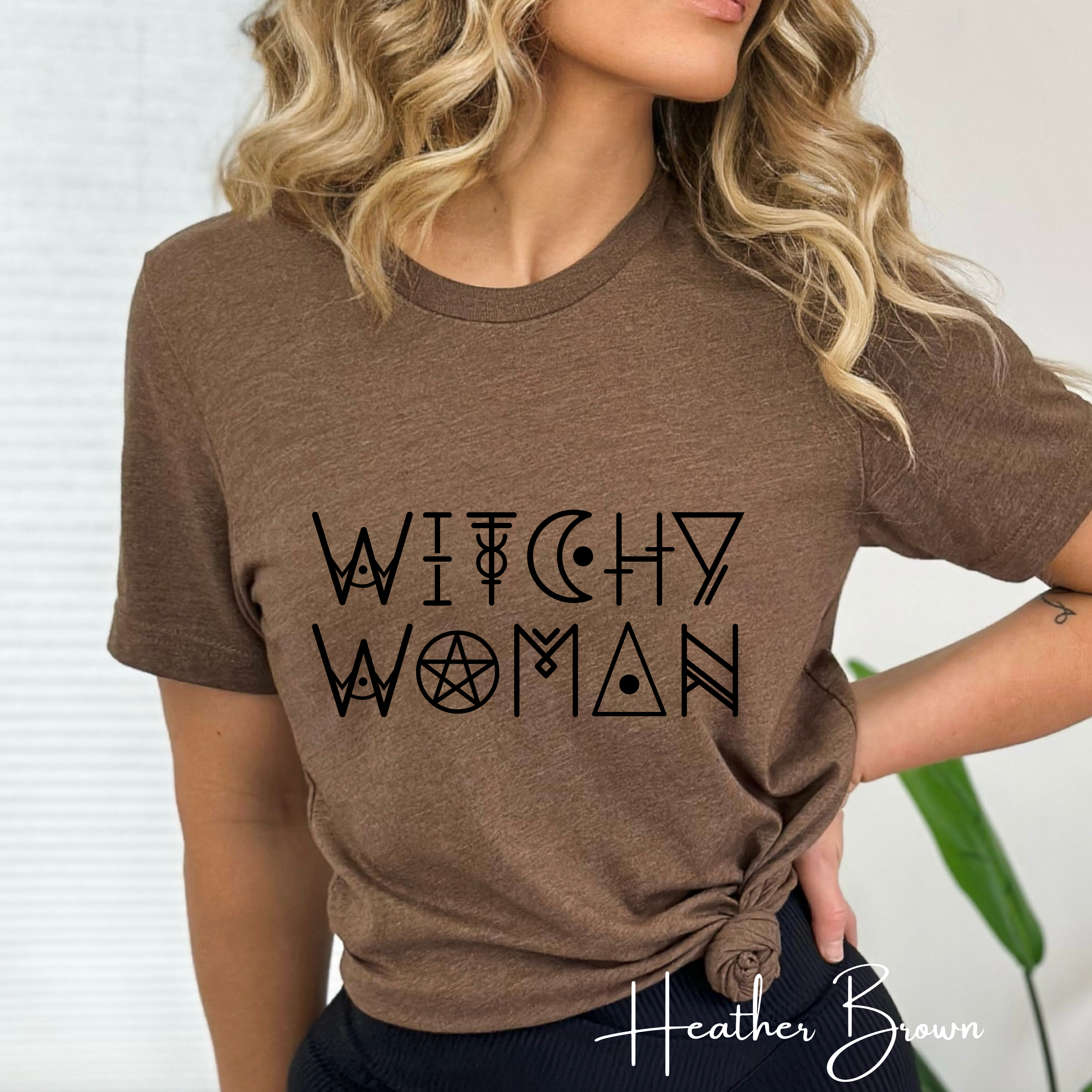 🌙 Witchy Woman – Mystic Wicca-Style Font Graphic Tee ✨ Spellbound Aesthetic Shirt for Free-Spirited Witches Bella Canvas 3001 Tee 🔮🖤