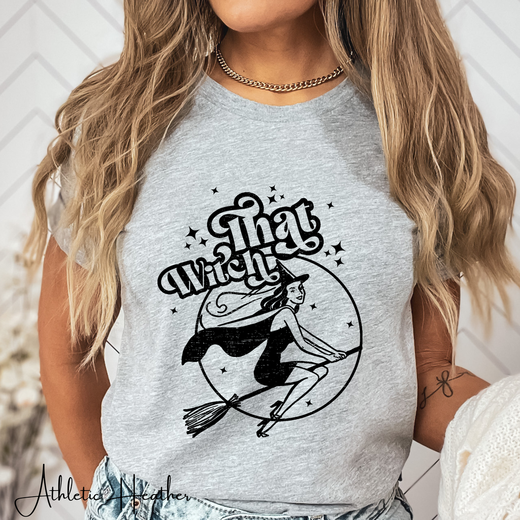 ✨ “That Witch” Vintage 50s Pin-Up Witch Tee – Bella + Canvas 3001 🧹💋✨