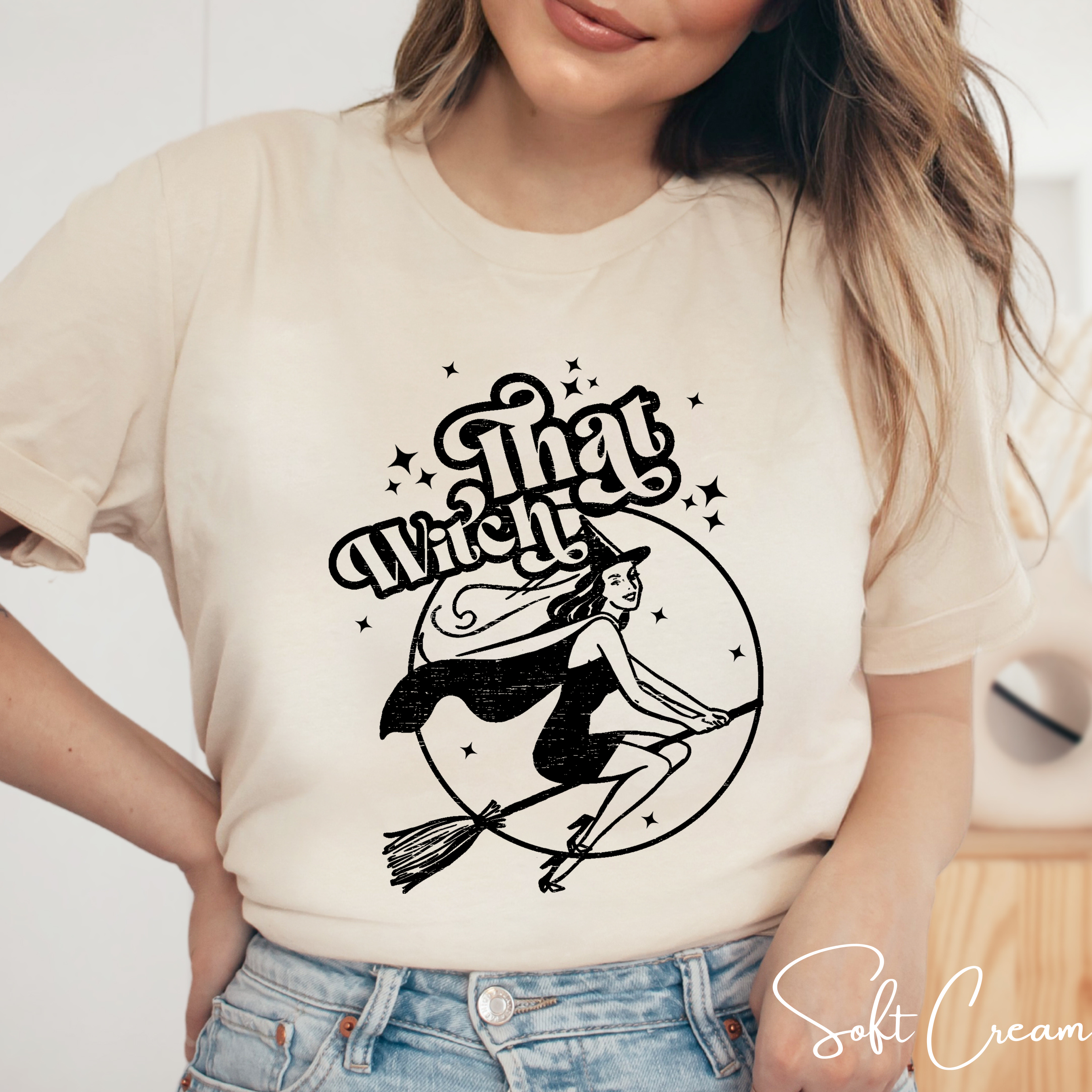 ✨ “That Witch” Vintage 50s Pin-Up Witch Tee – Bella + Canvas 3001 🧹💋✨