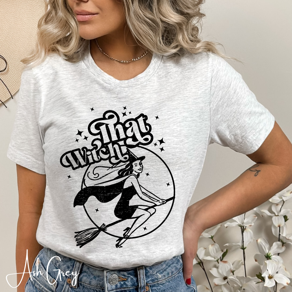 ✨ “That Witch” Vintage 50s Pin-Up Witch Tee – Bella + Canvas 3001 🧹💋✨