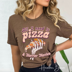 All I Need Is Pizza and Horror Movies T-Shirt | Skeleton Hand Pizza Graphic Bella Canvas 3001 Tee